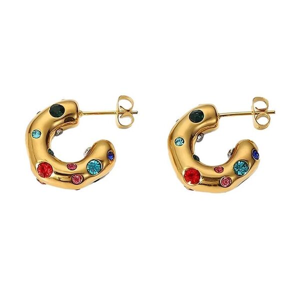 Minimalist hoop earrings in gold #102 - Picture 1 of 7